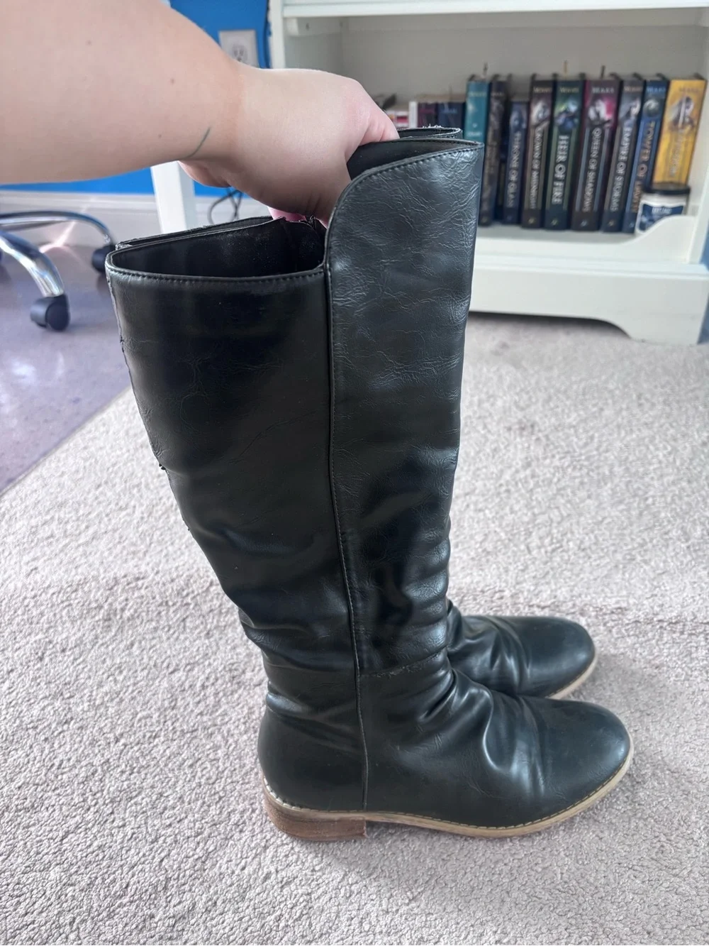 Diba Black Leather Zip Boots